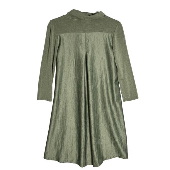 Saturday Sunday Anthropologie Sz M Green‎ Cowl Neck Flowy Dress Stretchy Rayon - Picture 2 of 13
